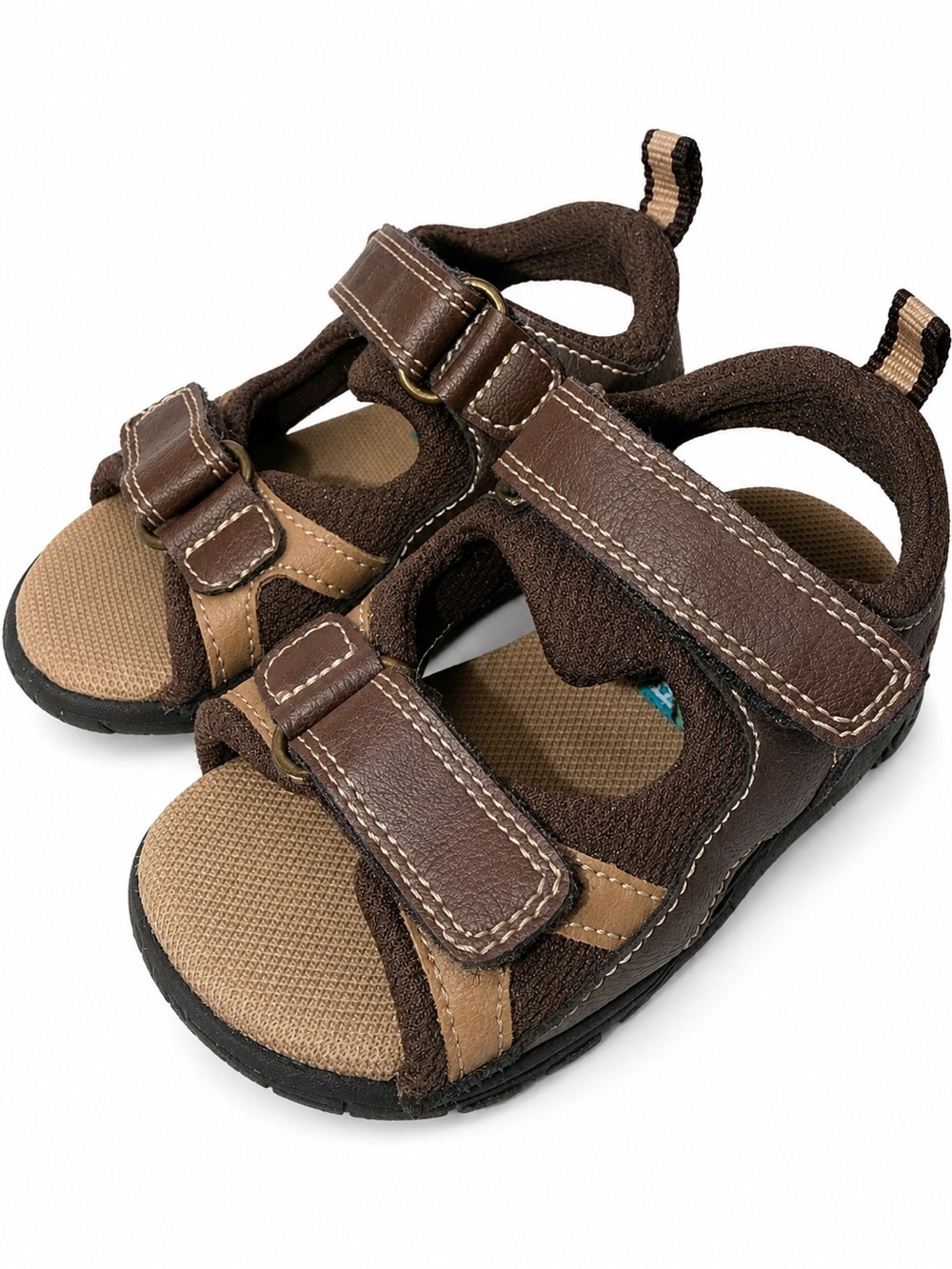 Kids Two-Tone Brown Adjustable Sandals